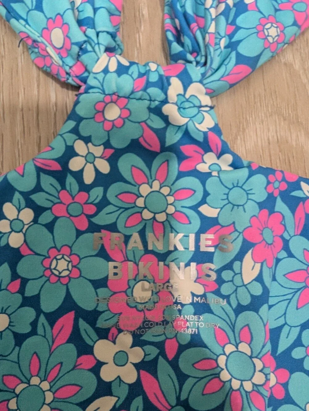 Frankies Bikinis Dorothy Blue Floral Halter One Piece Swimsuit